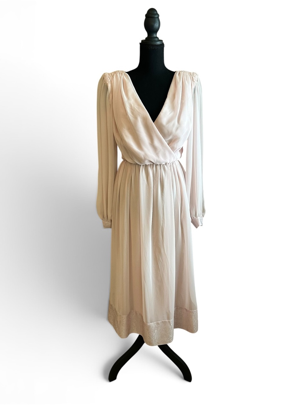 Miss Elliette 1970’s Dusty Rose Long Sleeve Chiffon Midi Dress